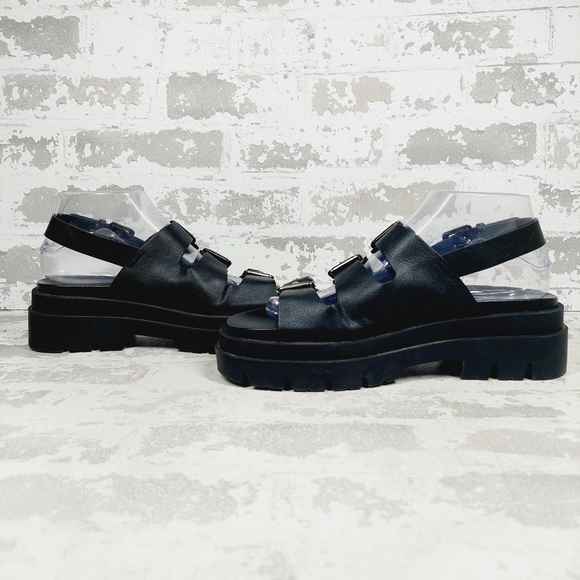 NEW Sincerely Jules Heaven Platform Black Buckle Lug Sandals H669 - Picture 5 of 12